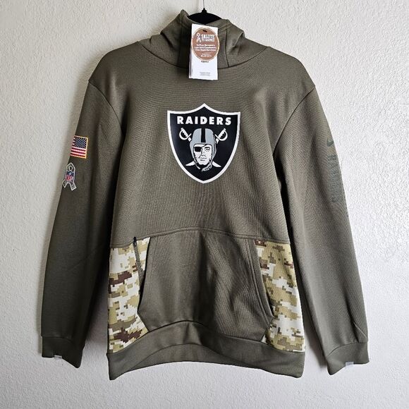 Nike Las Vegas Raiders Hoodie Salute To Service Therma-FIT Youth L Black Green - Picture 8 of 8